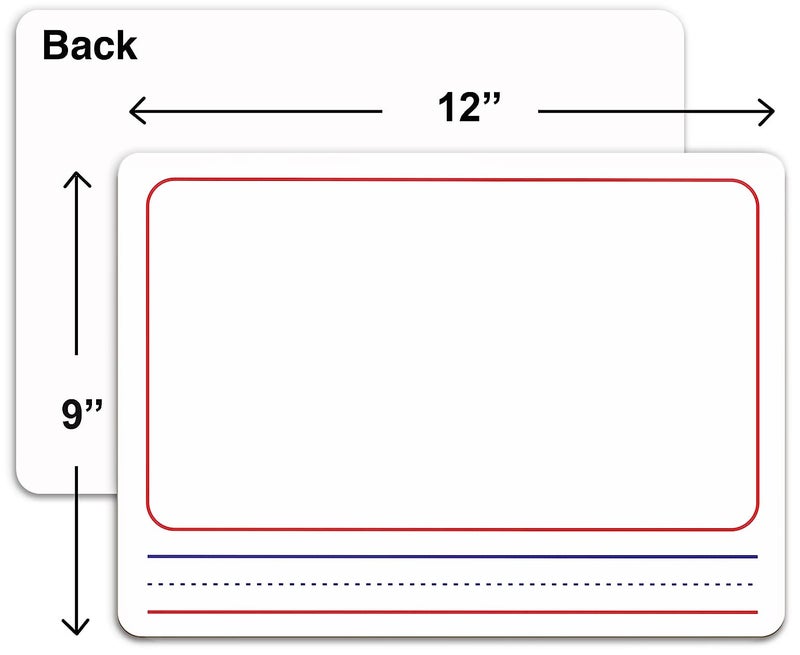 Scribbledo 10 Pack Double Sided Whiteboards 9â€x12â€ Story Lined Dry Erase Boards for Kids Writing Board Age 3-5 Practice Drawing Small White Board Teacher Elementary Grade 1 Kindergarten Preschool + Erasers - Image 2